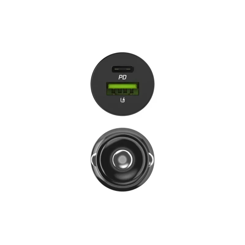 Caricabatterie da auto Green Cell CADM-GC-38AC 38W, 1x USB-C (PD 3.0) + 1x USB-A, corpo in alluminio, nero
