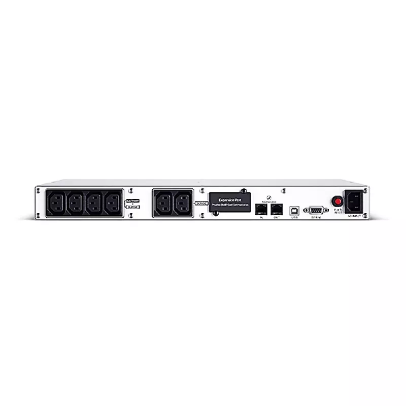 Gruppo di continuità CYBERPOWER OR1000ERM1U — 1 kVA (600 W), Line-Interactive, rackmount 1U, 6× uscite C13, LCD, argento