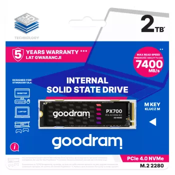 SSD Goodram PX700 SSDPR-PX700-02T-80 unità a stato solido interna 2 TB M.2 PCI Express 4.0 NVMe 3D-NAND