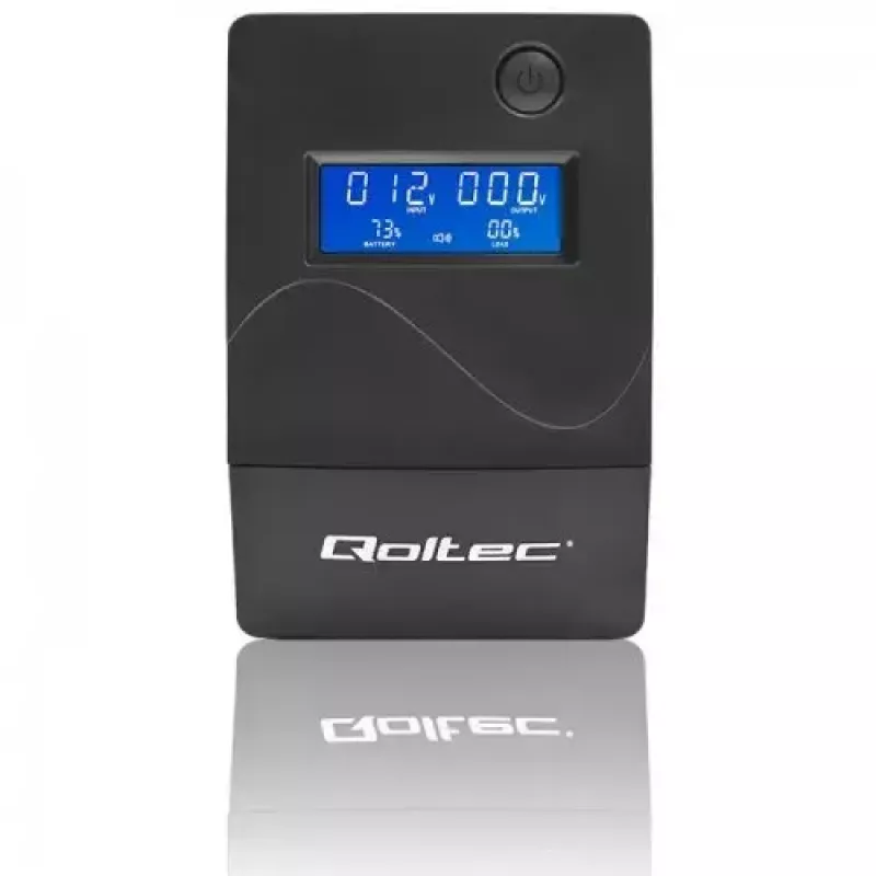 Qoltec Monolith 53979 gruppo di continuità (UPS), line-interactive, 850 VA / 480 W, 2 prese Schuko, LCD, USB, RJ45
