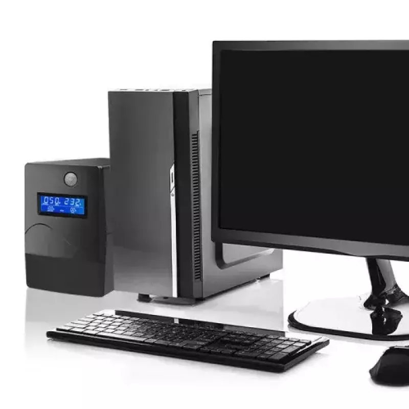 Qoltec Monolith 53979 gruppo di continuità (UPS), line-interactive, 850 VA / 480 W, 2 prese Schuko, LCD, USB, RJ45