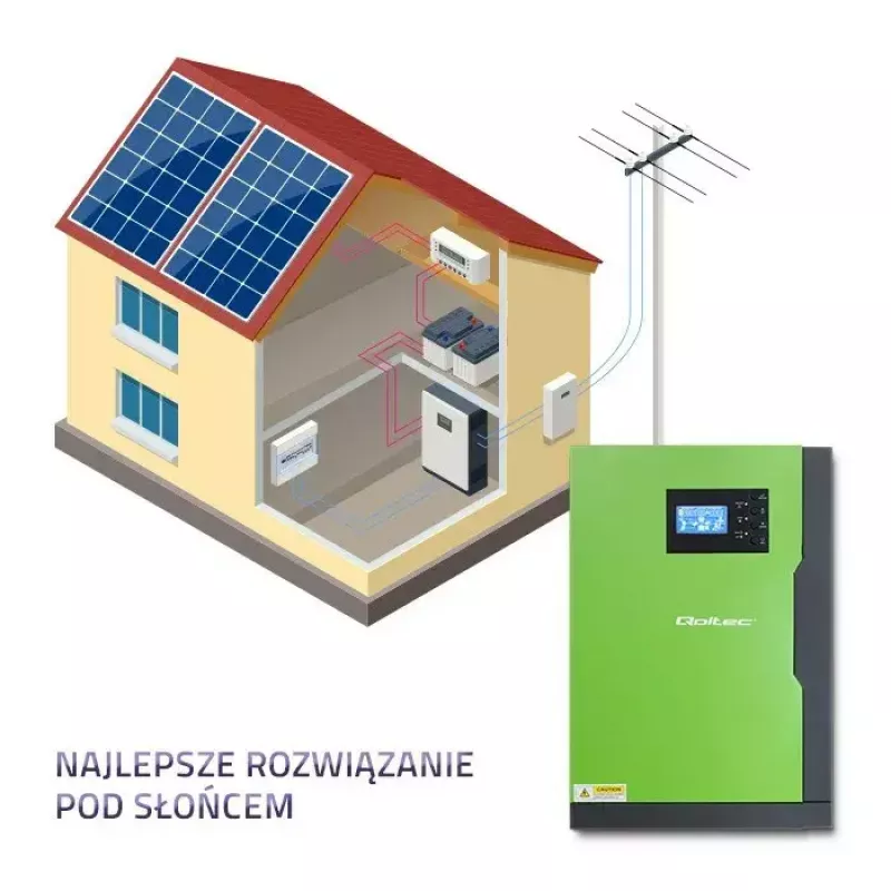 Qoltec 53886 inverter solare ibrido off-grid, 3,5 kW, 100 A MPPT, 24 V, onda sinusoidale pura
