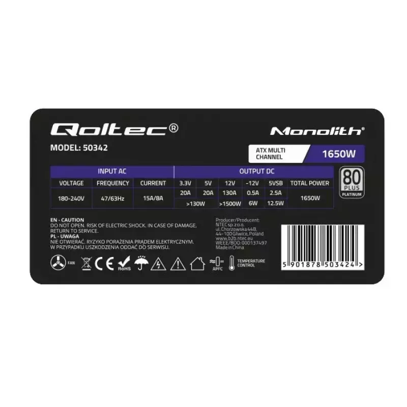 Alimentatore Qoltec 50342 1650W