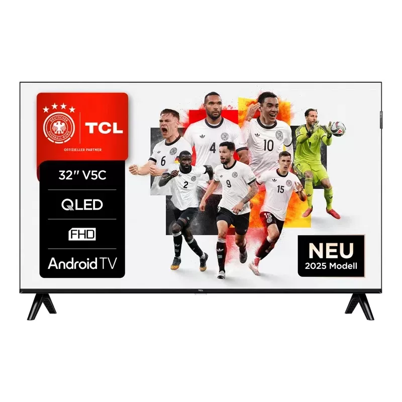 TCL 32V5C TV Smart QLED Full HD 32 pollici, Android TV, 1920×1080, 60Hz, 2×HDMI, Wi-Fi, Bluetooth, 20W, nero