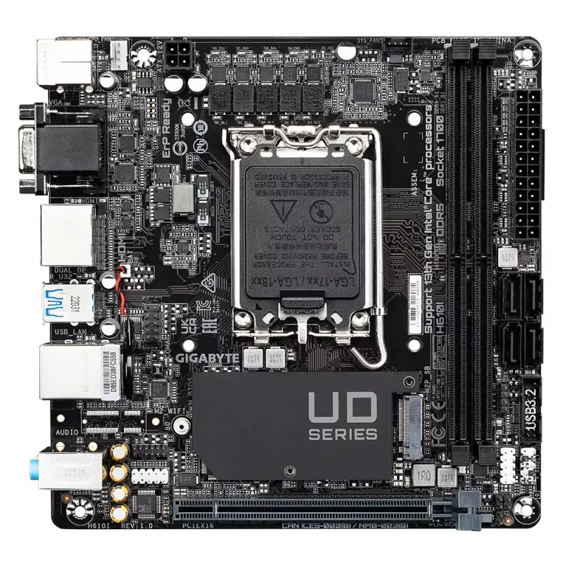 Scheda madre GIGABYTE H610I, Intel H610, LGA 1700, Mini-ITX