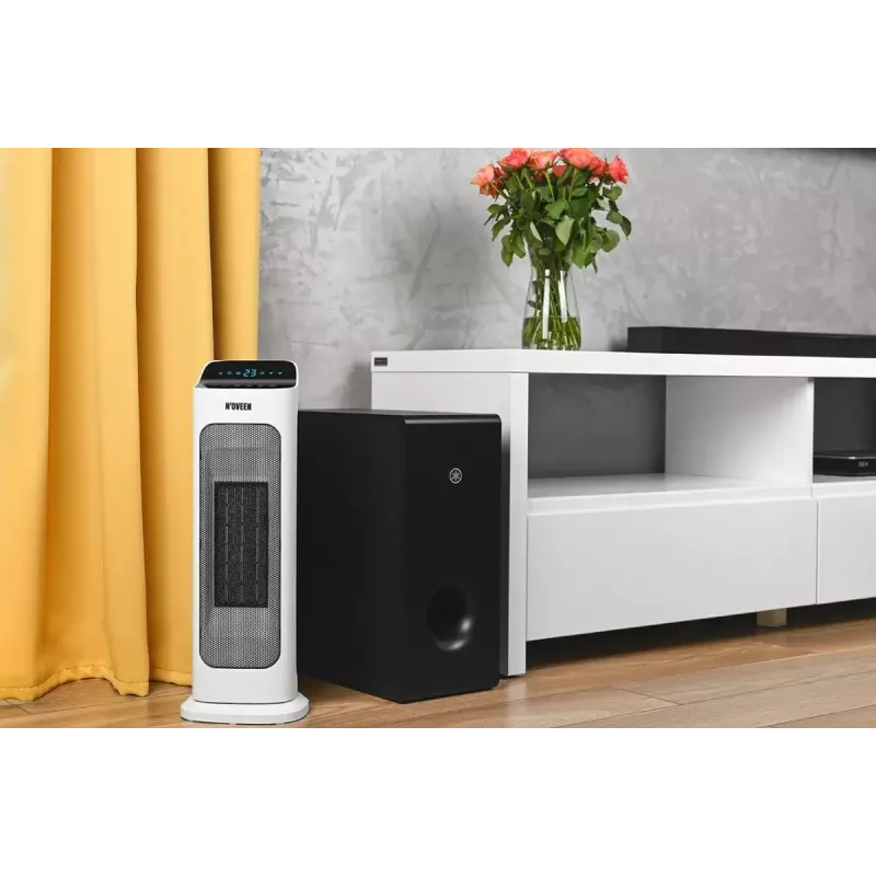 Termoconvettore in ceramica elettrico NOVEEN PTC2000 — 2000 W, termostato regolabile, display LED, timer, telecomando, bianco