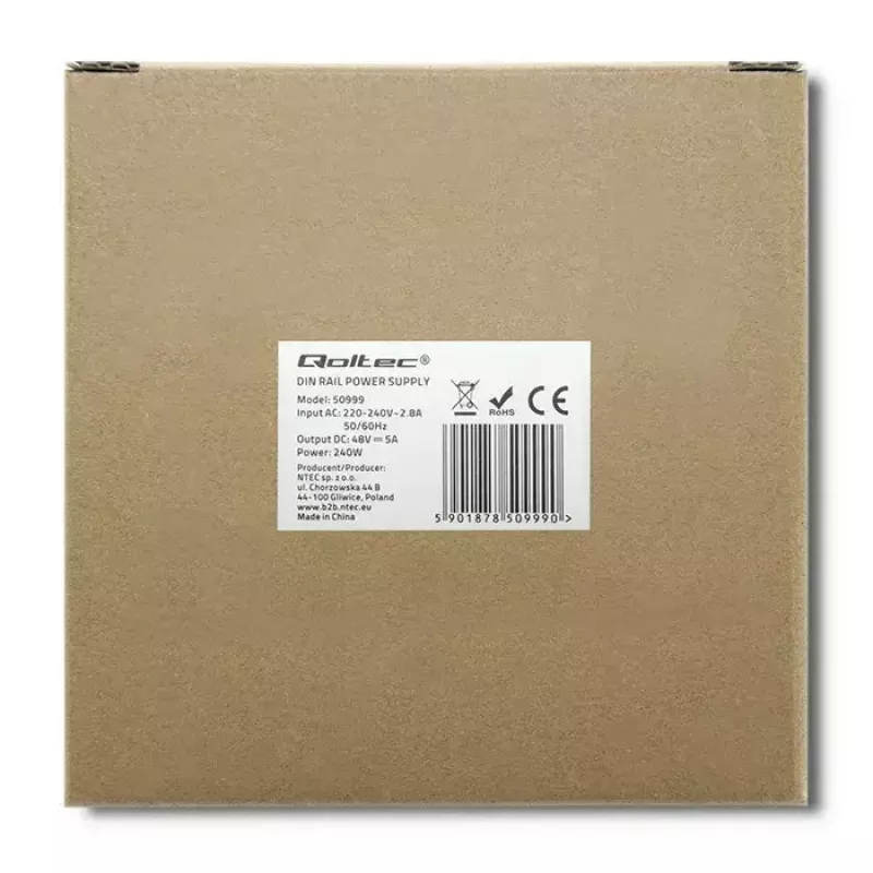 Alimentatore per guida DIN QOLTEC 50999, 240W, 48V DC, uscita 5A