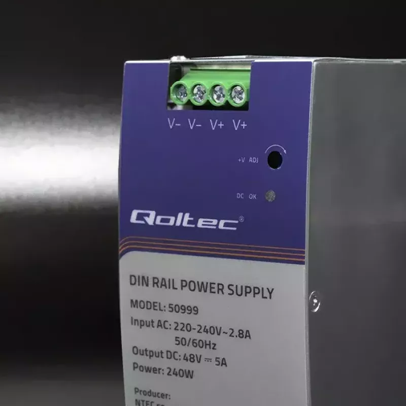 Alimentatore per guida DIN QOLTEC 50999, 240W, 48V DC, uscita 5A