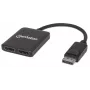 Manhattan splitter DisplayPort 1.2 con 2 porte DisplayPort 1.2 e MST, 4K@30Hz, alimentato via USB-A, funzione videowall, nero, MST = Multi-Stream Transport, 3 anni di garanzia