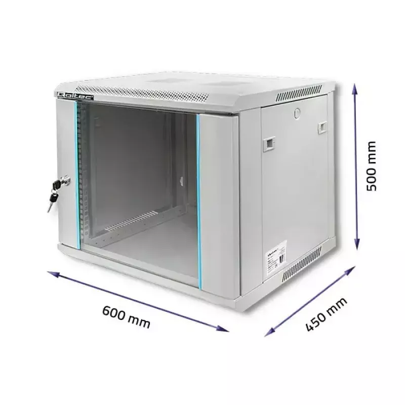 Armadio rack 19 pollici QOLTEC 9U modello 54484, dimensioni 600x500x450 mm