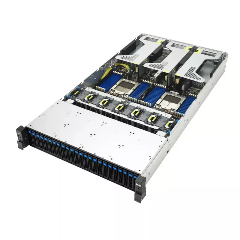 Piattaforma rack per server ASUS RS720A-E13-RS24G 2U AMD, 24 alloggiamenti da 2,5 inch, 2 CPU SP5, 24 DIMM DDR5, max 3 TB, Aspeed AST2600