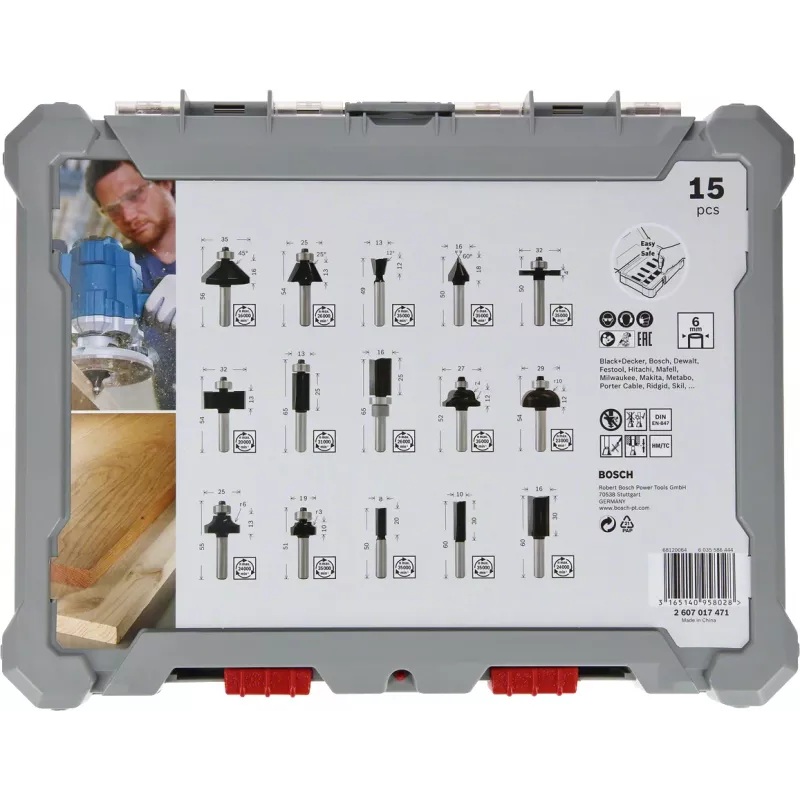 Bosch 2 607 017 471 fresatrice, set di frese 15 pezzi