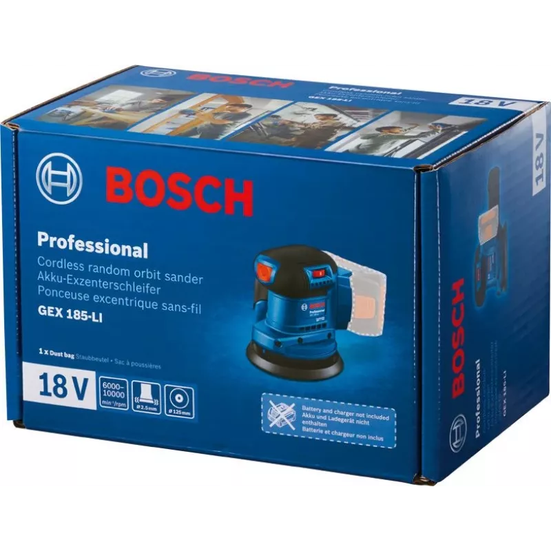 Bosch GEX 185-LI Professional levigatrice orbitale 10000 OPM blu