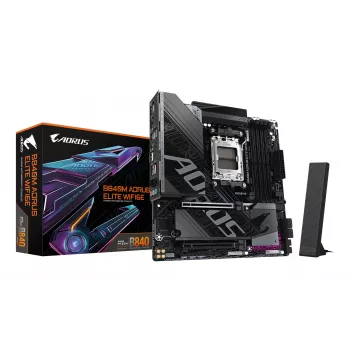 GIGABYTE B840M AORUS ELITE WIFI6E Scheda madre - CPU AMD Ryzen 9000, VRM 10+2+2 fasi, fino a 8200MHz DDR5(O.C), 2xPCIe 4.0 M.2, Wi-Fi 6E, LAN 2.5GbE, USB 3.2 Gen 2
