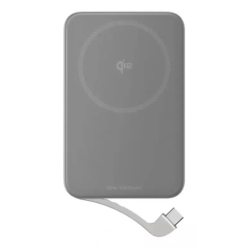 Power bank EcoFlow Rapid 5000 (litio-ione 5000 mAh, ricarica rapida PD, 30 W totali, wireless, USB-C, argento)