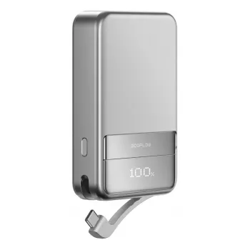 Power bank EcoFlow Rapid 5000 (litio-ione 5000 mAh, ricarica rapida PD, 30 W totali, wireless, USB-C, argento)