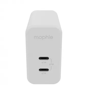 mophie Accessories-Adattatore da parete-USB-C-PD-DUAL-67W-GAN-Bianco-EU (2xUSBC)