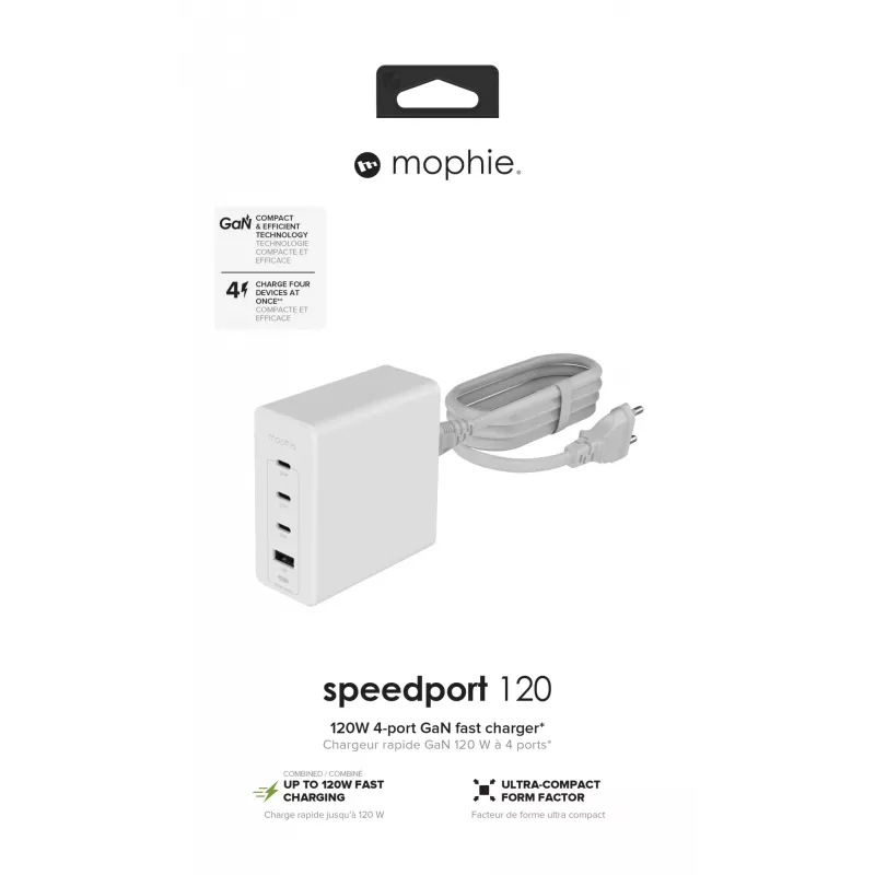 mophie adattatore da parete accessori USB-C PD HUB 120W-GA bianco EU (3x USB-C + 1x USB-A)