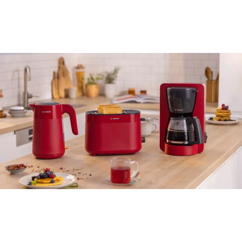 Tostapane Bosch TAT2M124 — 2 fette 950 W, rosso, centratura pane, scongelamento, lift