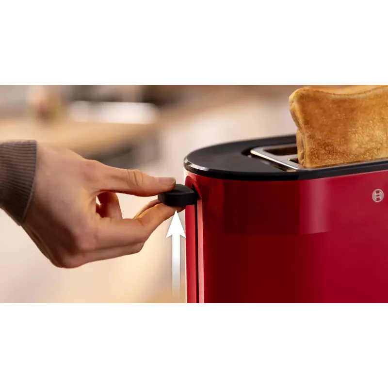 Tostapane Bosch TAT2M124 — 2 fette 950 W, rosso, centratura pane, scongelamento, lift