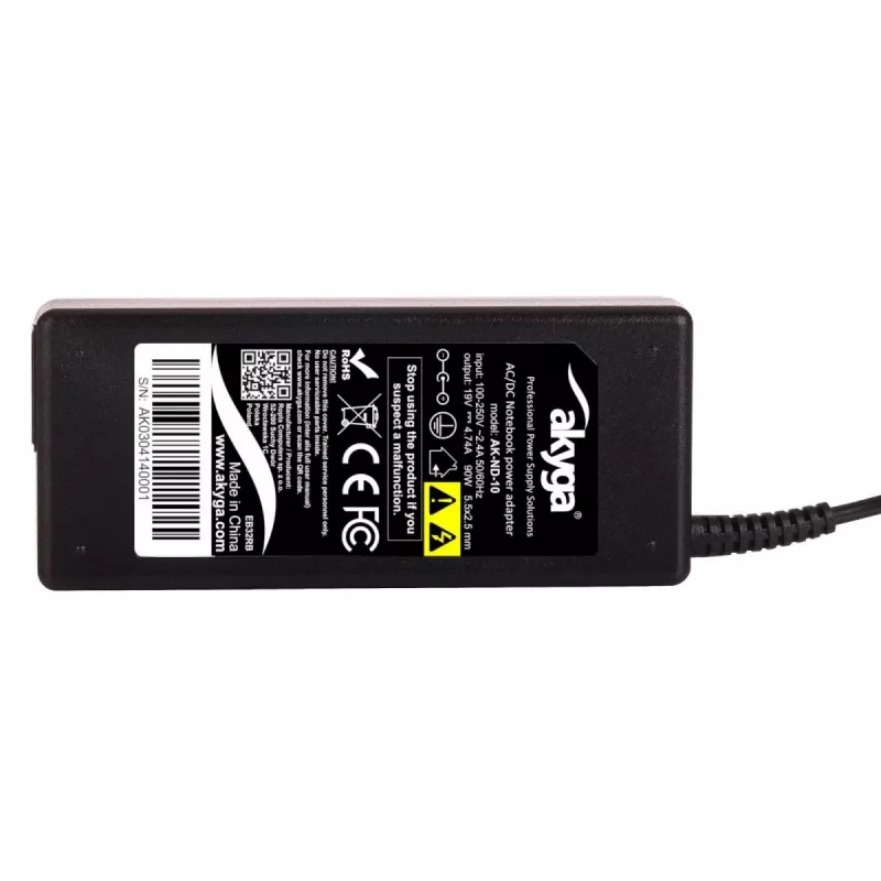 Alimentatore per notebook Akyga AK-ND-10 per Asus / Toshiba / Lenovo, 90 W, 19 V / 4,74 A, 5,5 x 2,5 mm