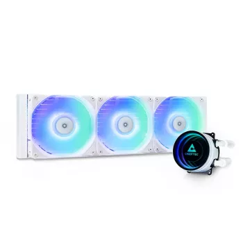 Dissipatore a liquido all-in-one CHIEFTEC CLC-360-RGB-W — radiatore da 360 mm, 3 ventole RGB da 120 mm, bianco, tubi da 40 cm