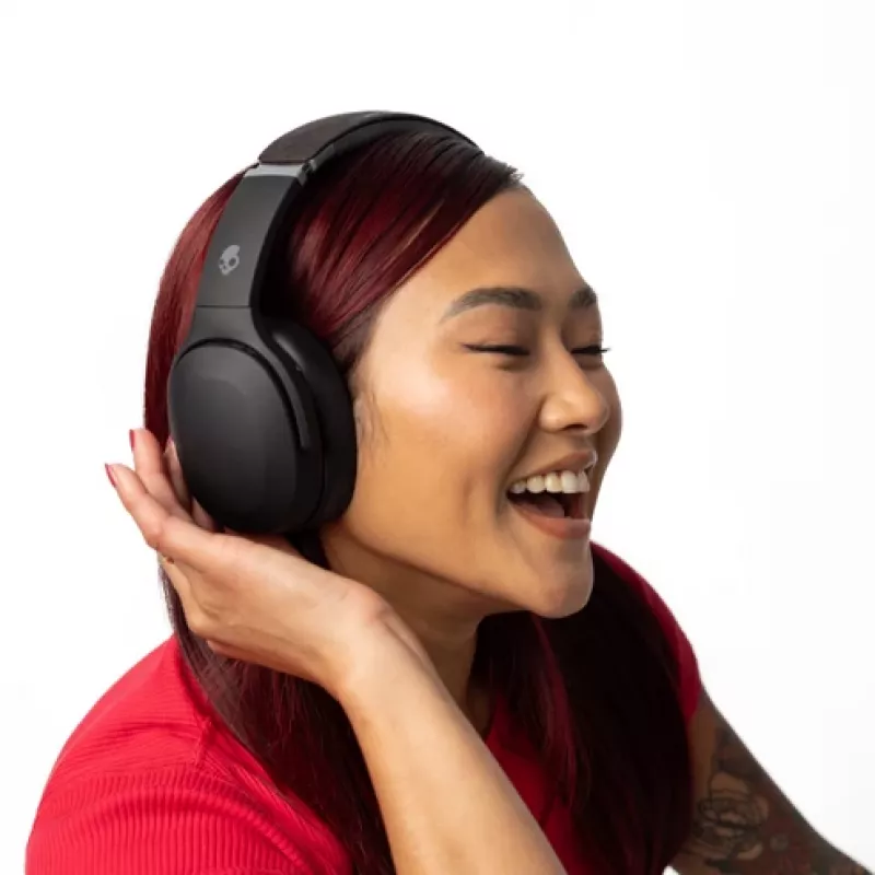 Cuffie Skullcandy Crusher Evo – cuffie over-ear wireless e con filo, Bluetooth 5.0, 40 h batteria, USB-C, 3,5 mm, pieghevoli, nere