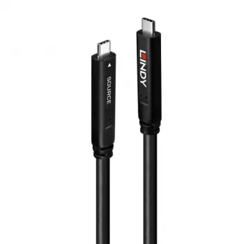 Cavo ibrido USB 3.2 Gen 1 e DP 1.4 Type-C Lindy 10m, 10 m, USB C, USB C, USB 3.2 Gen 1 (3.1 Gen 1), nero