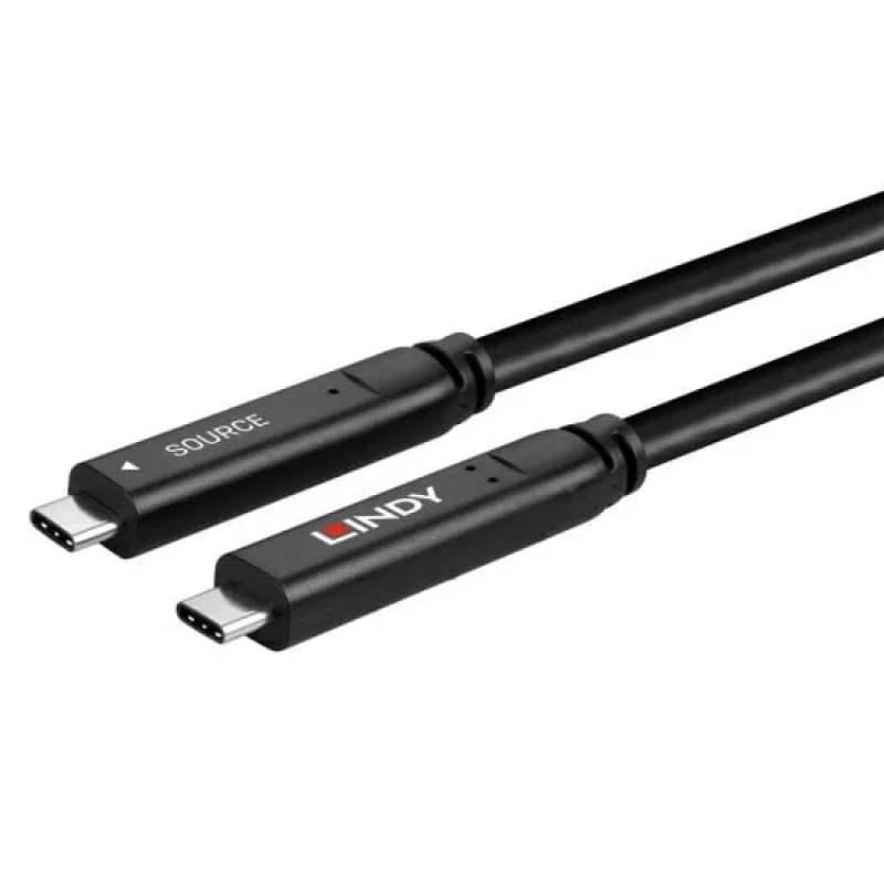 Cavo ibrido USB 3.2 Gen 1 e DP 1.4 Type-C Lindy 10m, 10 m, USB C, USB C, USB 3.2 Gen 1 (3.1 Gen 1), nero