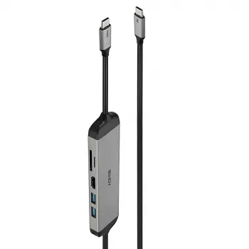 Docking station micro per laptop USB-C Lindy DST-Micro 140 con supporto 4K e cavo di ricarica 1,4 m 60W