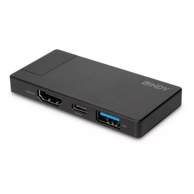 Docking station micro per laptop USB-C Lindy DST-Micro con supporto 4K e ricarica pass-through 100W