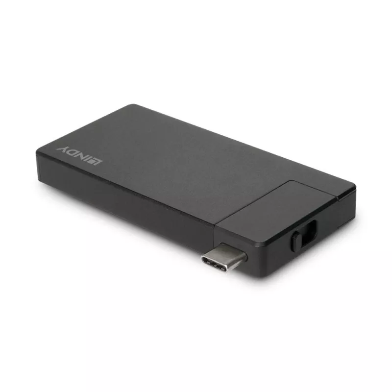 Docking station micro per laptop USB-C Lindy DST-Micro con supporto 4K e ricarica pass-through 100W