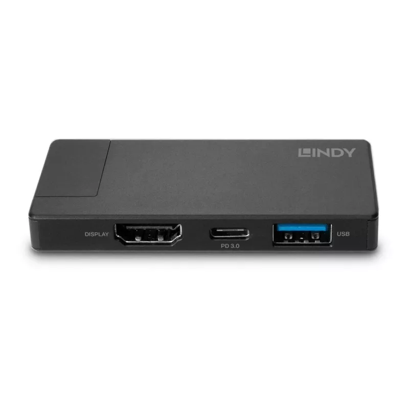 Docking station micro per laptop USB-C Lindy DST-Micro con supporto 4K e ricarica pass-through 100W
