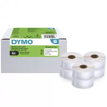 Etichette multiuso DYMO Authentic LabelWriter 32 mm x 57 mm 6 rotoli da 1.000 etichette facili da staccare (6.000 pezzi) autoadesive per etichettatrici LabelWriter