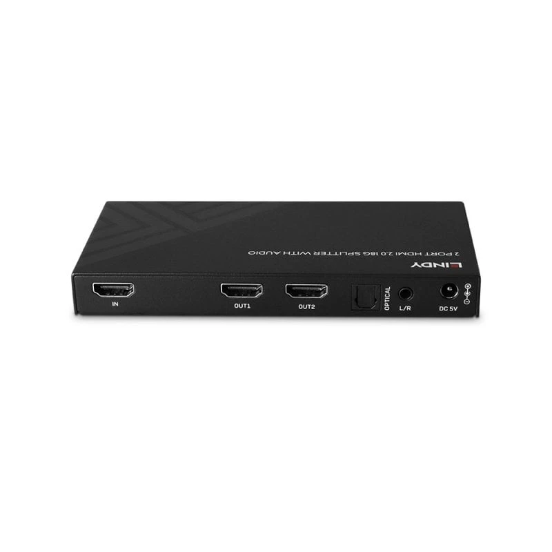 Lindy 38534 splitter HDMI 8K60 a 2 porte con audio e downscaling, 2x HDMI, HDR, nero