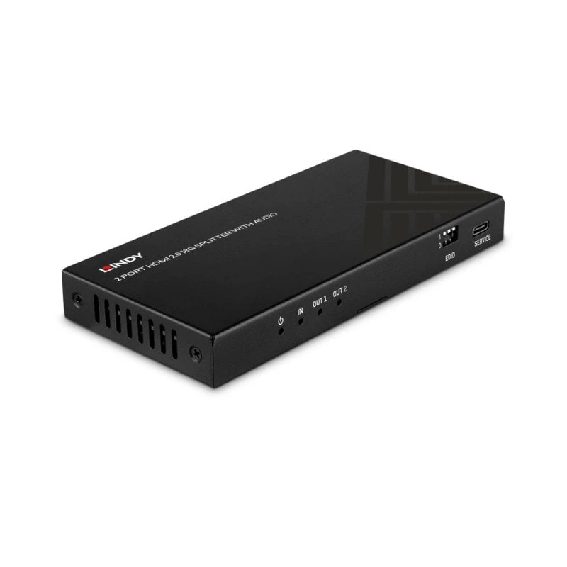Lindy 38534 splitter HDMI 8K60 a 2 porte con audio e downscaling, 2x HDMI, HDR, nero