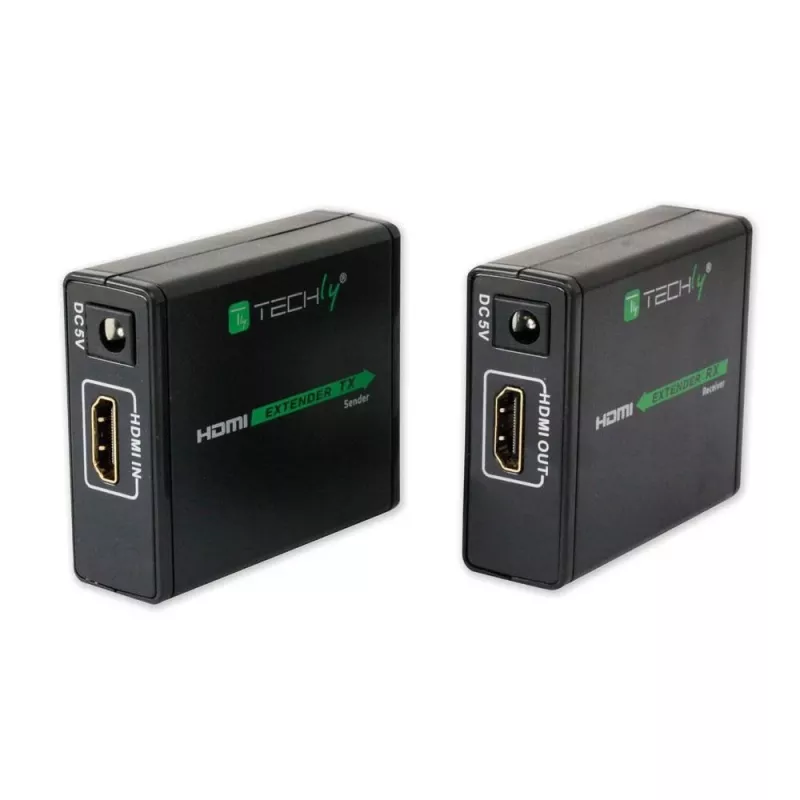 Trasmettitore e ricevitore AV TECHLY IDATA EXT-E70 — prolunga HDMI su cavo Cat6/6a/7, Full HD 1920x1080, 60 m, 10,2 Gbit/s, HDCP, nero