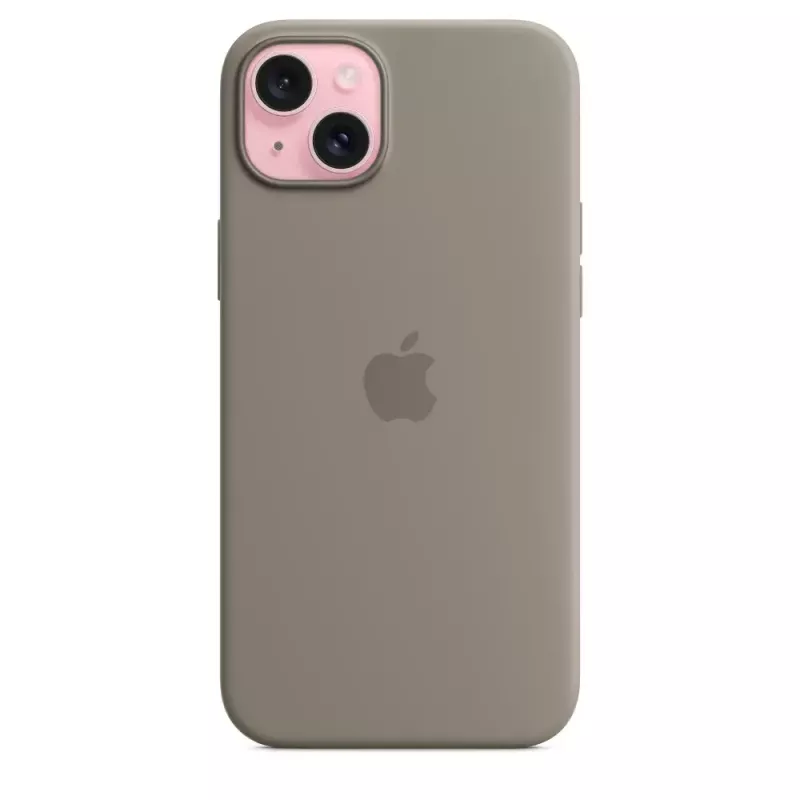Apple custodia in silicone con MagSafe iPhone 15 Plus color argilla