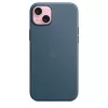 Custodia Apple FineWoven compatibile MagSafe iPhone 15 Plus blu pacifico