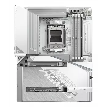 Scheda madre GIGABYTE B850 AORUS STEALTH ICE ATX per AMD socket AM5 — B850, 14+2+2 VRM, DDR5 fino a 8200 MHz (OC), 2×PCIe5, 2×PCIe4 M.2, Wi‑Fi 7, 5GbE