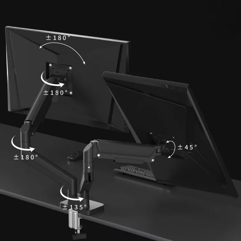 Braccio doppio per monitor regolabile da scrivania GEMBIRD 17-32 pollici, nero