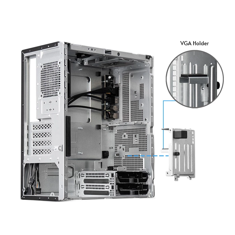 Chieftec BS-20B-OP case per PC Mini Tower, microATX/Mini-ITX, senza alimentatore, 2x 3,5″, 2x 2,5″, 1x 5,25″ vano, scheda grafica max 270 mm, USB-C, ventola da 90 mm, nero