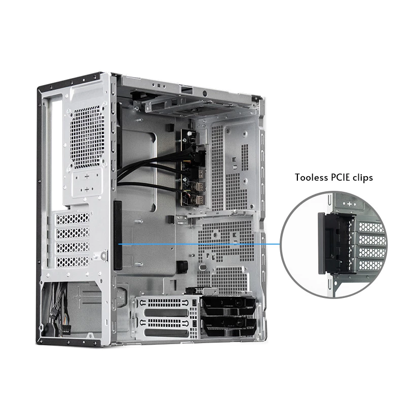Chieftec BS-20B-OP case per PC Mini Tower, microATX/Mini-ITX, senza alimentatore, 2x 3,5″, 2x 2,5″, 1x 5,25″ vano, scheda grafica max 270 mm, USB-C, ventola da 90 mm, nero