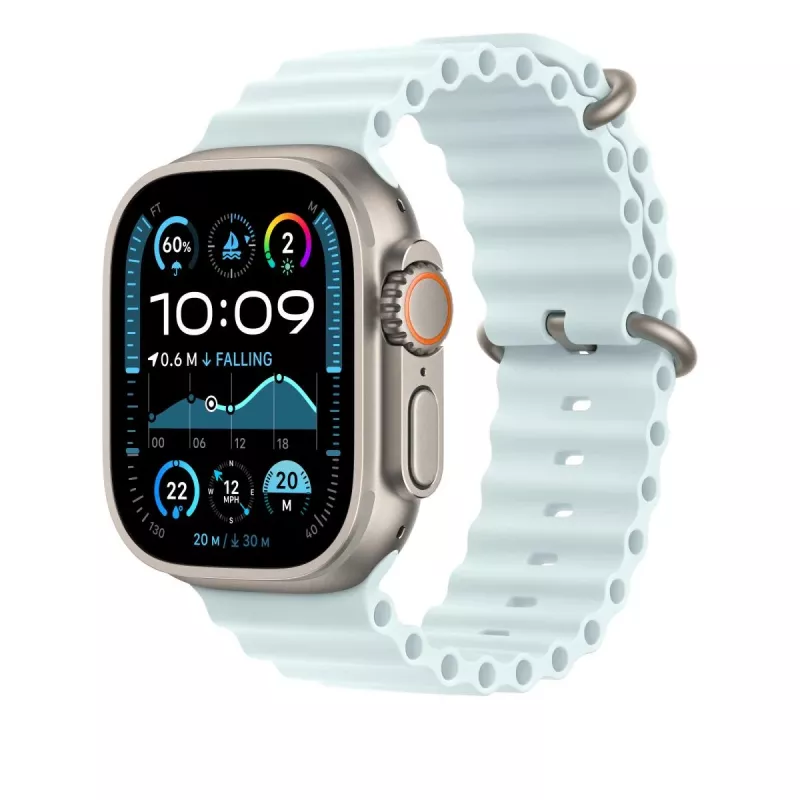 Estensione cinturino Ocean APPLE 49mm Ice blu - finitura titanio naturale