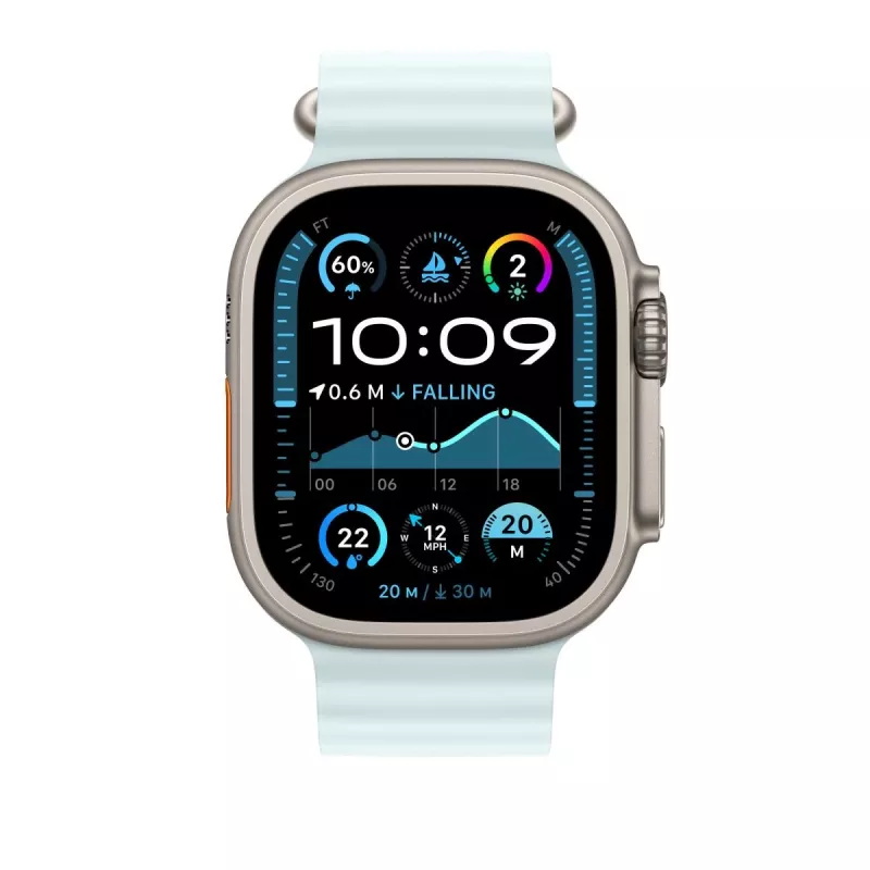 Estensione cinturino Ocean APPLE 49mm Ice blu - finitura titanio naturale
