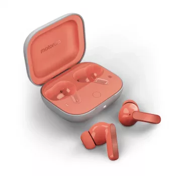 Auricolari wireless in-ear Motorola Moto Buds — Coral, Bluetooth 5.3, ANC, Dolby Atmos, 9 ore di riproduzione (42 ore con case)