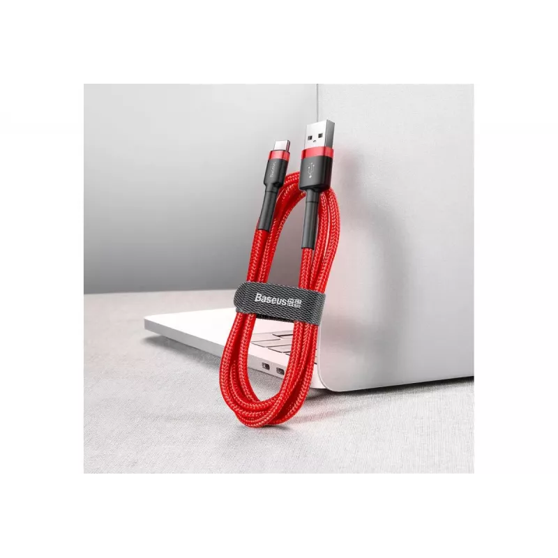 Cavo di ricarica rapida Cafule intrecciato BASEUS – USB Type-A a Type-C 2 A – 2 m – rosso (nylon)