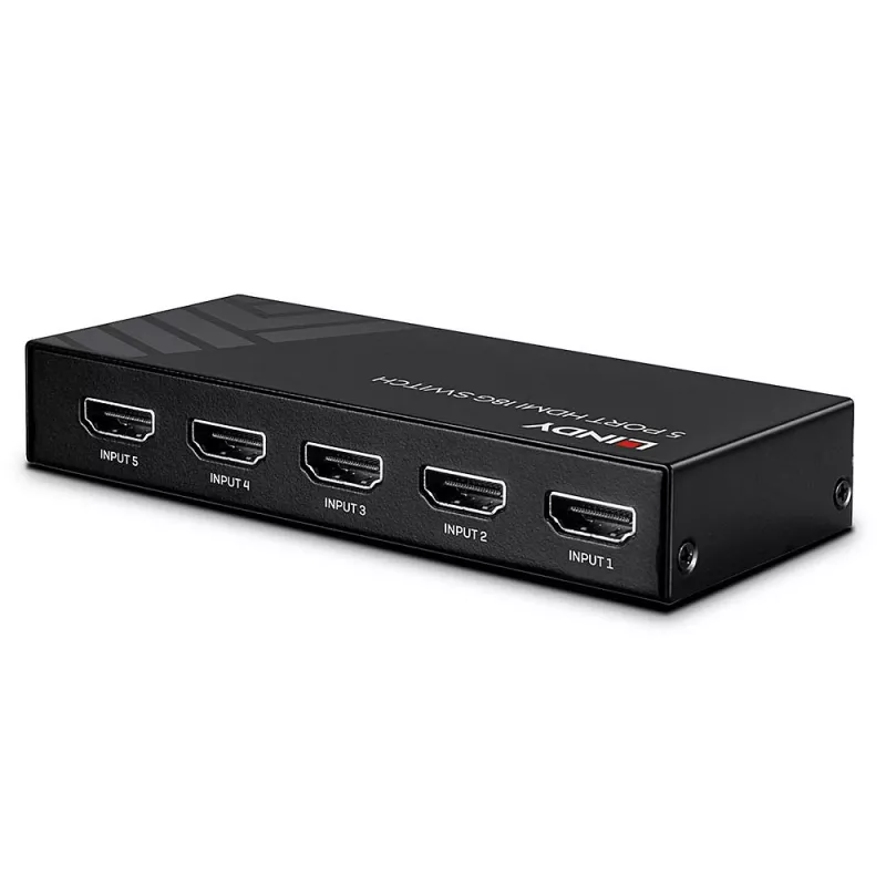 Lindy 38233 switch HDMI 2.0 18G a 5 porte, 5x HDMI, da tavolo
