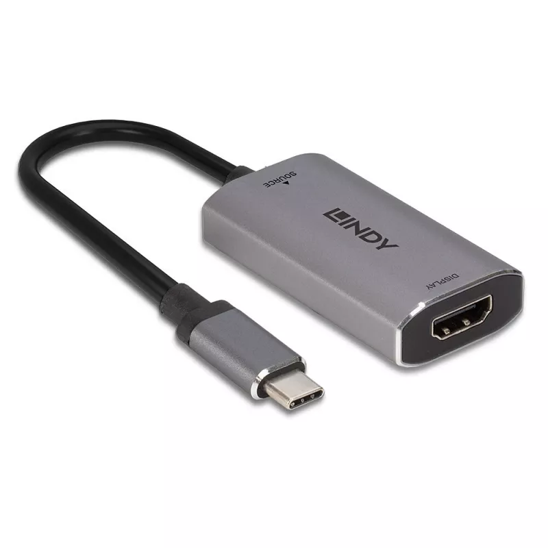 Lindy convertitore USB Type-C su HDMI 8K60, 0,11 m, USB Type-C, HDMI, connettore maschio, connettore femmina, dritto