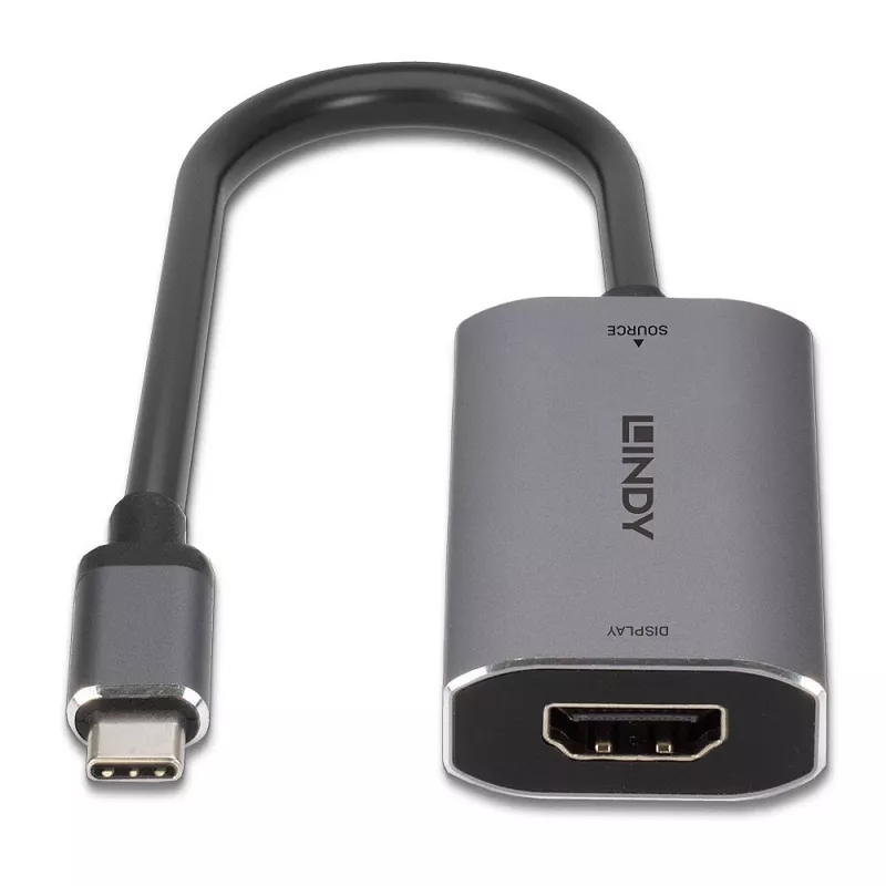Lindy convertitore USB Type-C su HDMI 8K60, 0,11 m, USB Type-C, HDMI, connettore maschio, connettore femmina, dritto